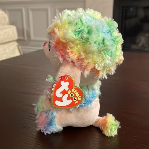 2017 Ty Beanie Boos Rainbow the Multicolour Poodle Excellent Condition NWT 6” - Picture 3 of 9